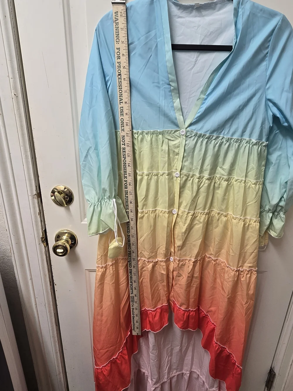 Ombre Tiered Button-Front Dress — Pastel Rainbow